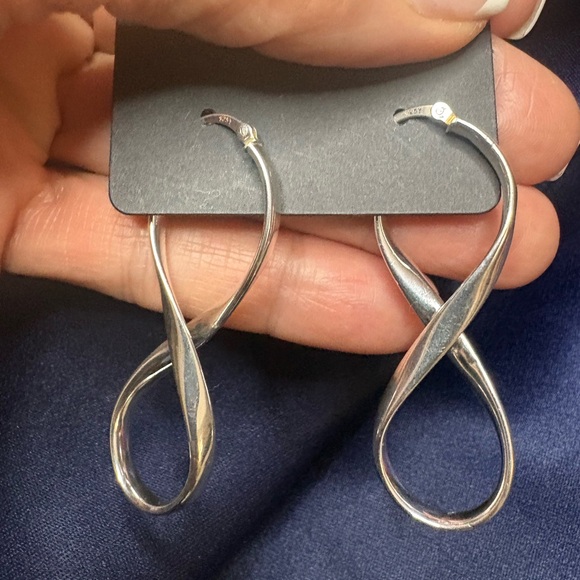 Earrings Retro 925 Sterling Silver Infinity Twist Earrings - Picture 5 of 7